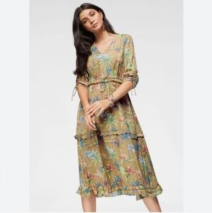 Scotch and Soda midi palm print dress